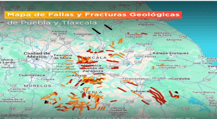 Comparten mapa de fallas geológicas ubicadas en Tlaxcala y Puebla