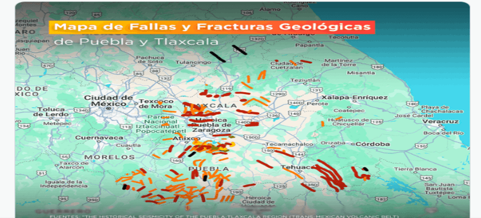 Comparten mapa de fallas geológicas ubicadas en Tlaxcala y Puebla