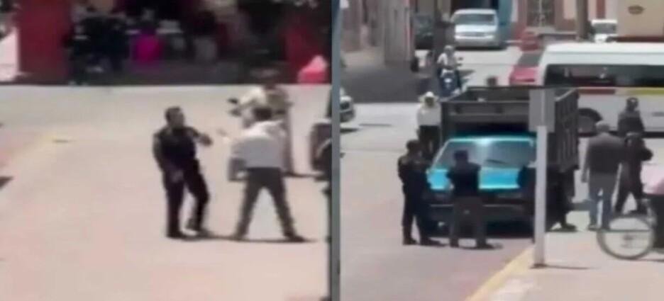 Hombre golpea a oficial de tránsito tras supuestamente multarlo en Tlaxcala