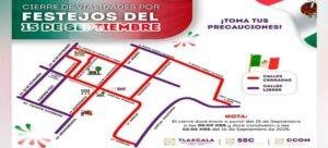 Cierres viales por fiestas patrias en Tlaxcala