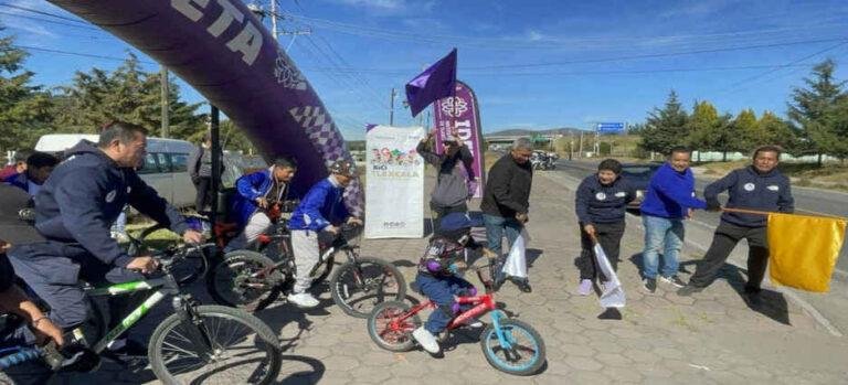 Más de 140 personas participan en "Biciteando por Tlaxcala" en Hueyotlipan