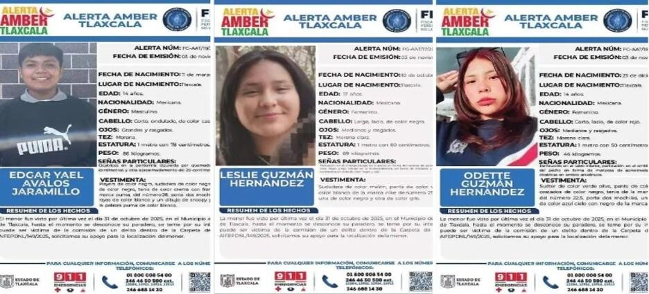 Desaparecen 3 menores en Xicohtzinco; activan Alerta Amber Tlaxcala