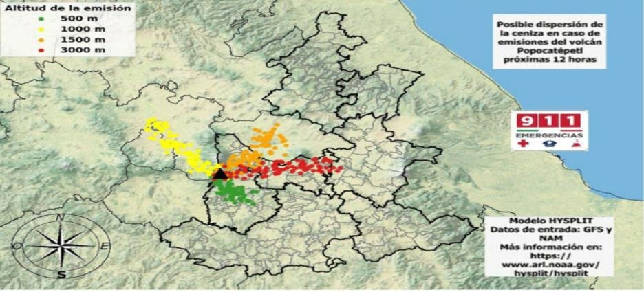 Prevén caída de ceniza del Popocatépetl en Tlaxcala