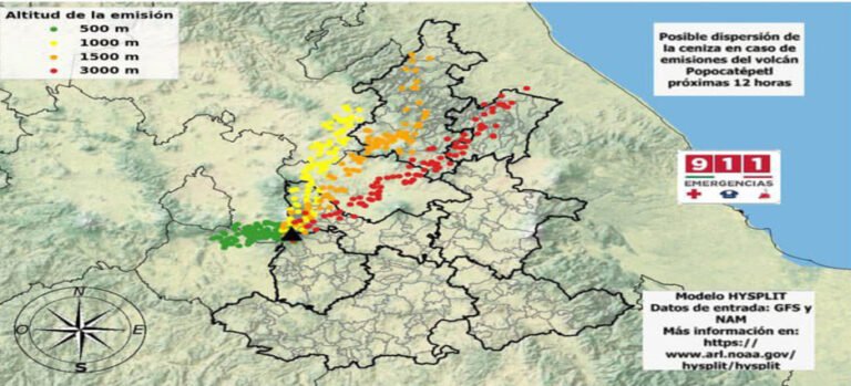 Pronostican caída de ceniza del Popocatépetl en Tlaxcala